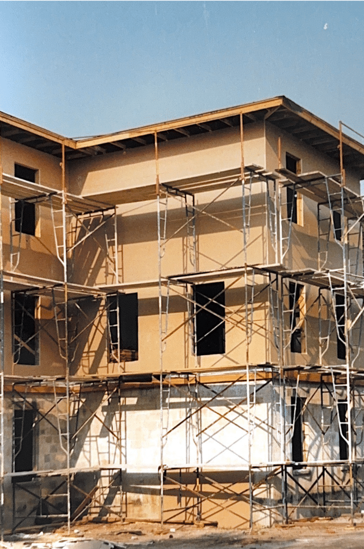 Blair dormitory during construction in 1988