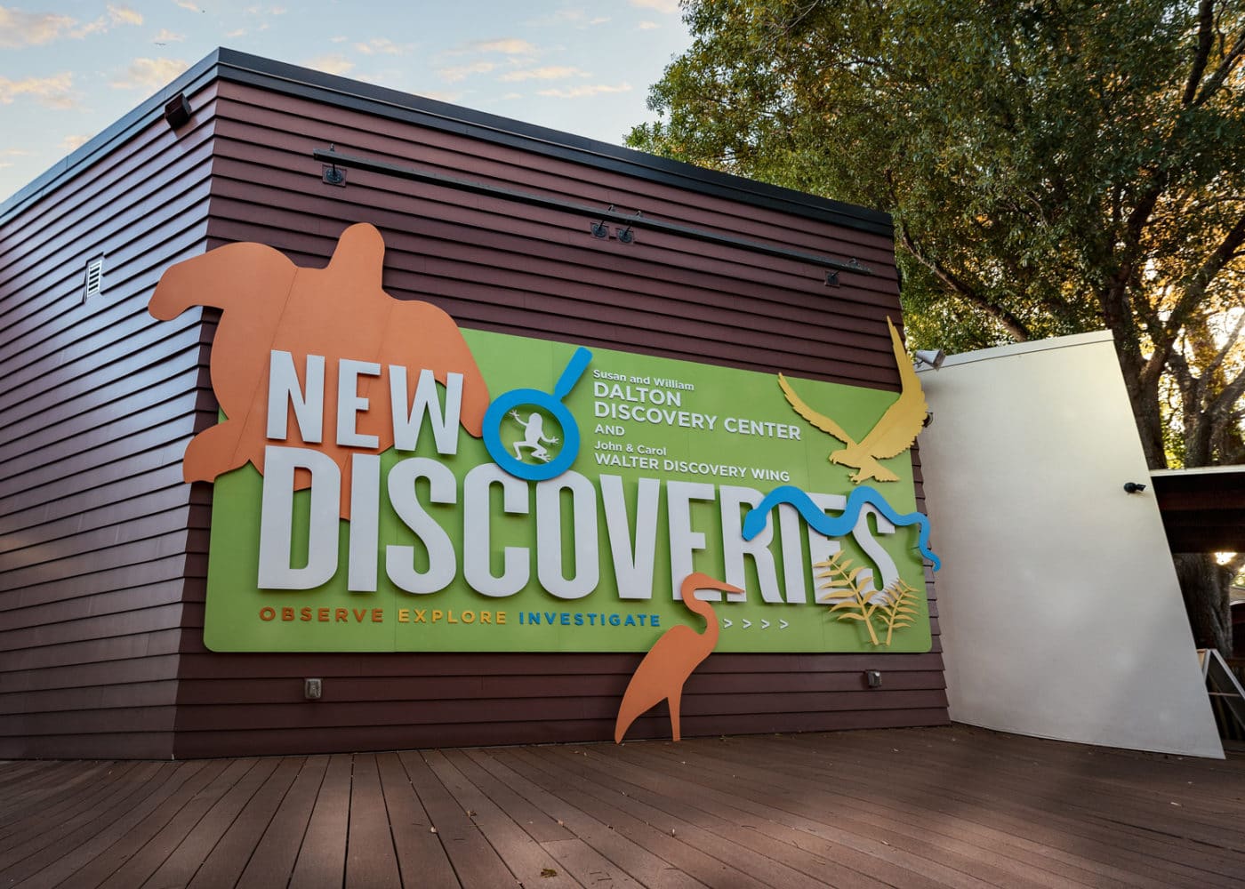 New Discoveries sign outside of the Dalton Discovery Center