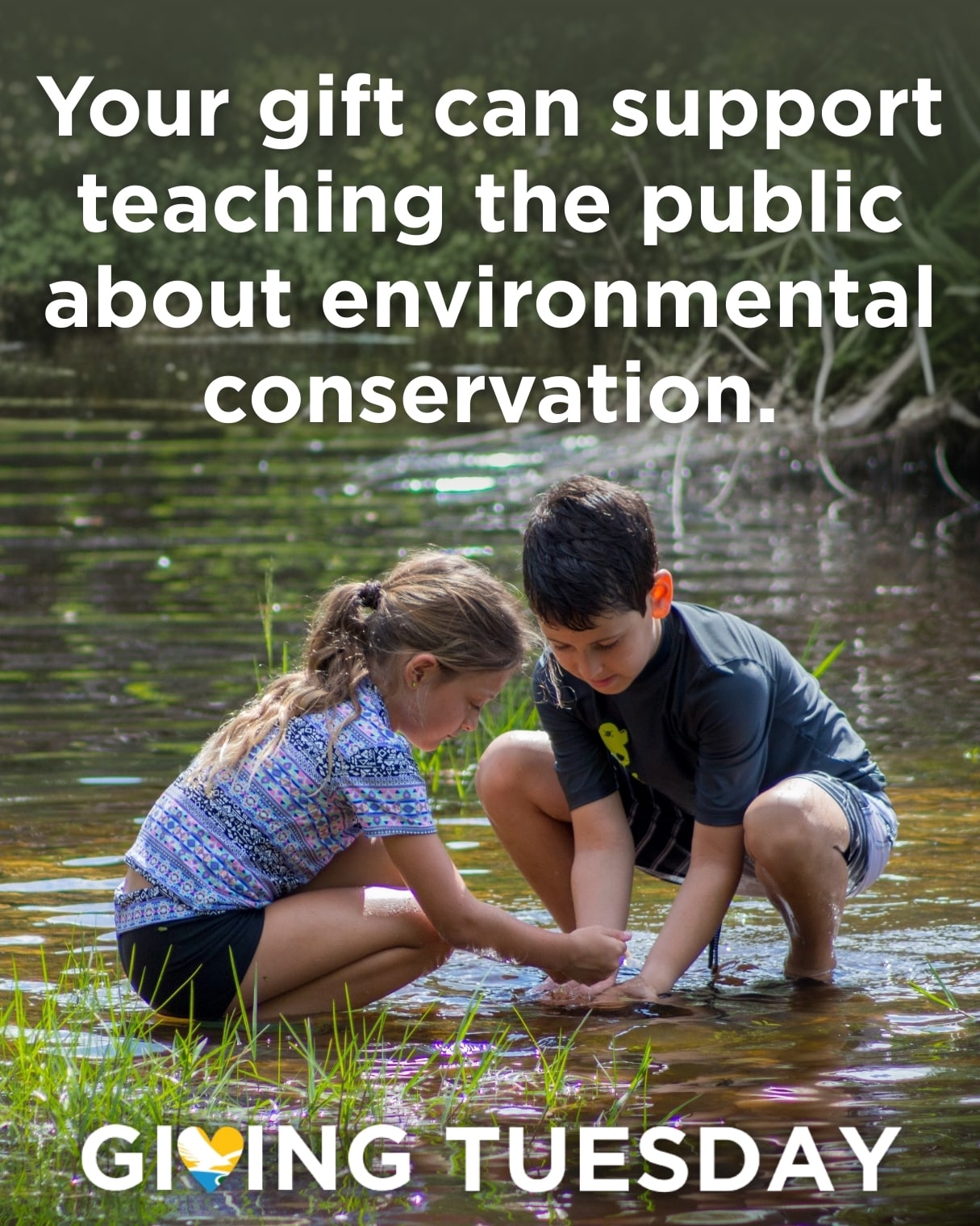 children learn about environmental education by the water